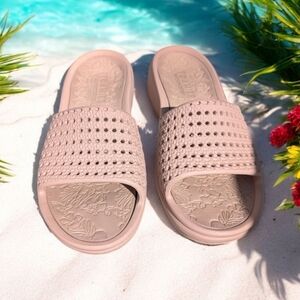 Skechers Women's Foamies Arch Fit Mauve/pink Slip-on Wedge Sandal Size 7 (EUC)
